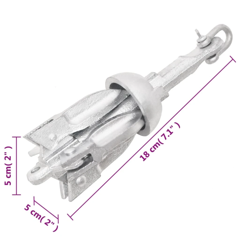 vidaXL saliekamais enkurs, sudraba krāsa, 0,7kg, karsti cinkots čuguns
