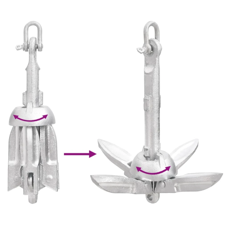 vidaXL saliekamais enkurs, sudraba krāsa, 0,7kg, karsti cinkots čuguns