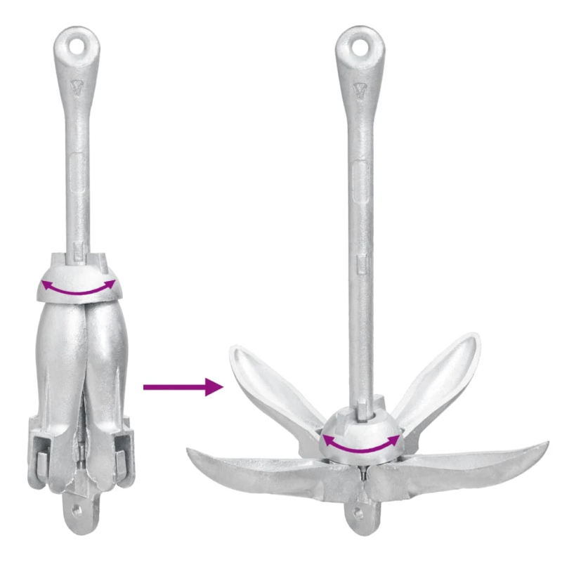 vidaXL saliekamais enkurs, sudraba krāsa, 8 kg, karsti cinkots čuguns
