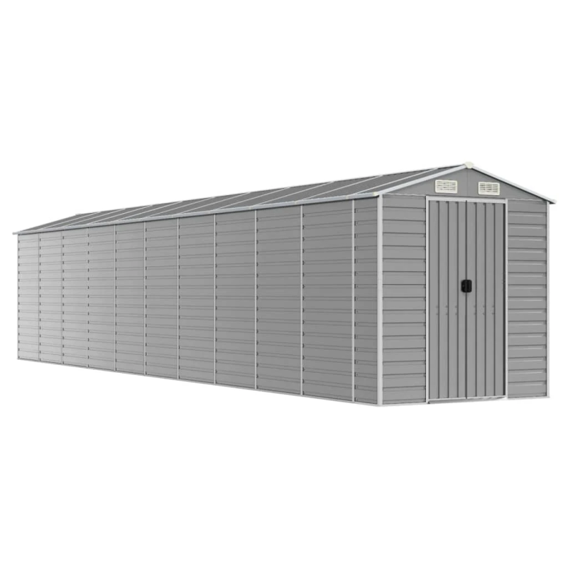 vidaXL dārza šķūnis, gaiši pelēks, 191x895x198 cm, cinkots tērauds