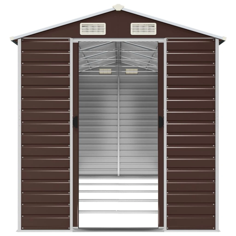 vidaXL dārza šķūnis, brūns, 191x470x198 cm, cinkots tērauds