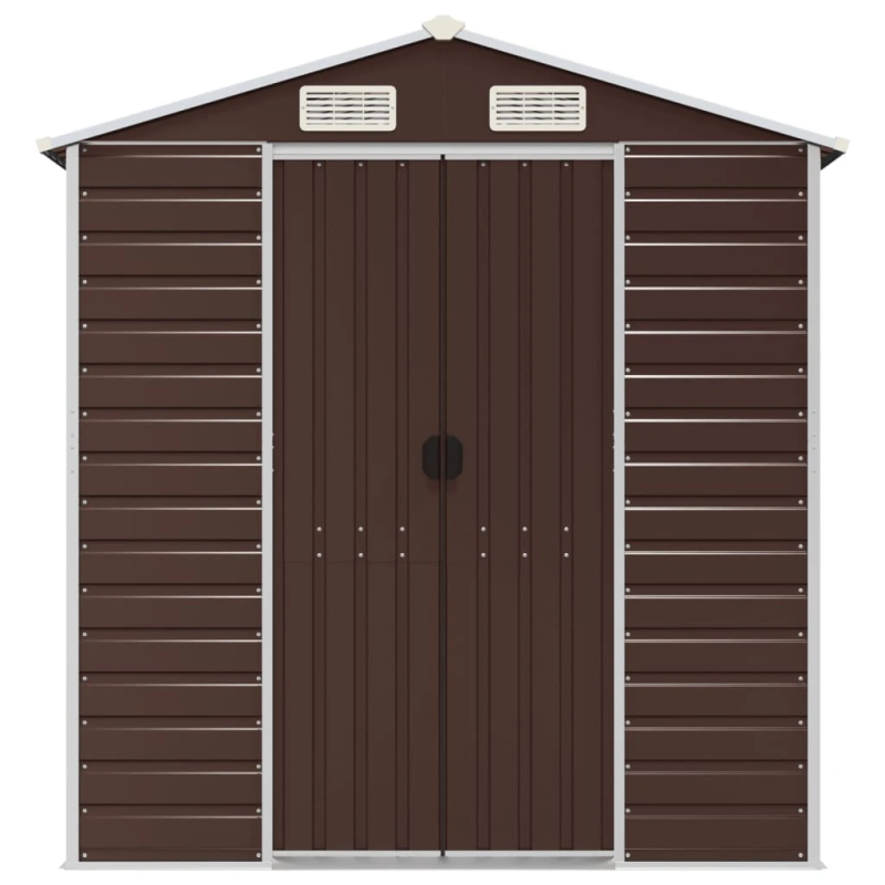 vidaXL dārza šķūnis, brūns, 191x640x198 cm, cinkots tērauds