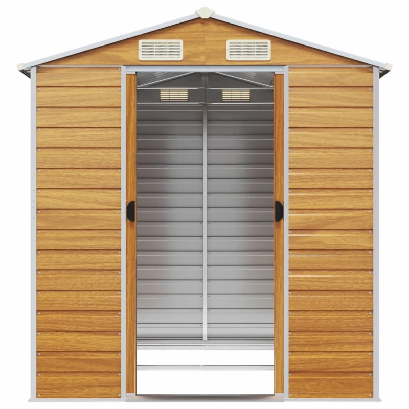 vidaXL dārza šķūnis, gaiši brūns, 191x215x198 cm, cinkots tērauds