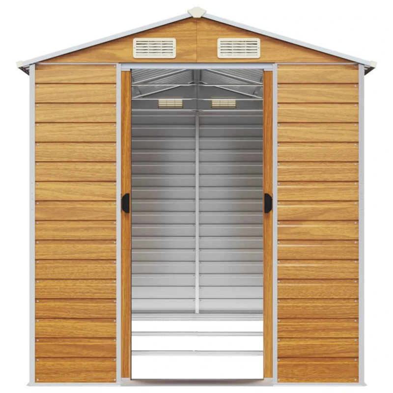 vidaXL dārza šķūnis, gaiši brūns, 191x300x198 cm, cinkots tērauds