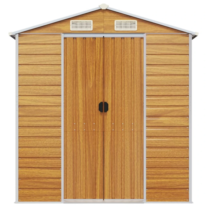 vidaXL dārza šķūnis, gaiši brūns, 191x810x198 cm, cinkots tērauds