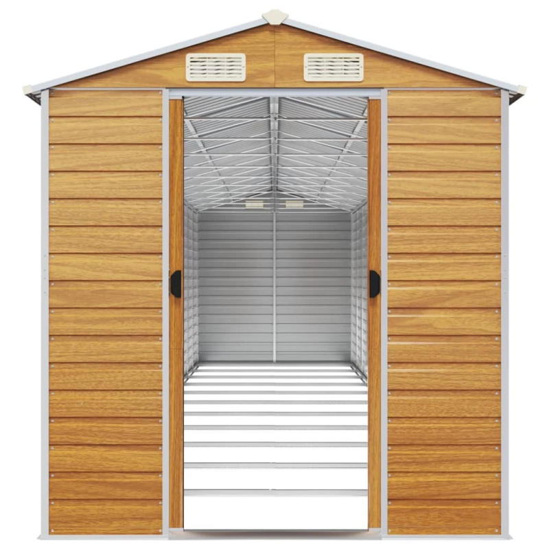 vidaXL dārza šķūnis, gaiši brūns, 191x980x198 cm, cinkots tērauds