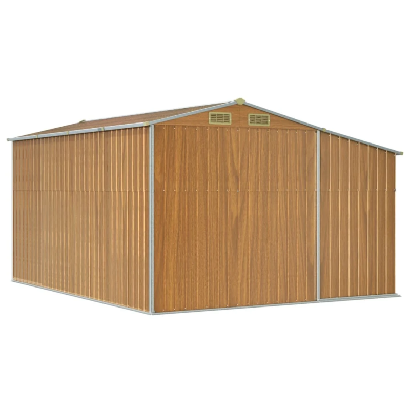 vidaXL dārza šķūnis, gaiši brūns, 277x365,5x179 cm, cinkots tērauds