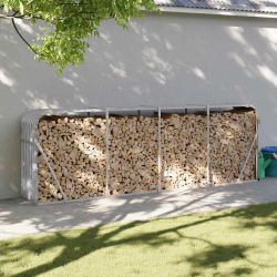 vidaXL malkas turētājs, gaiši pelēks, 300x45x100 cm, cinkots tērauds