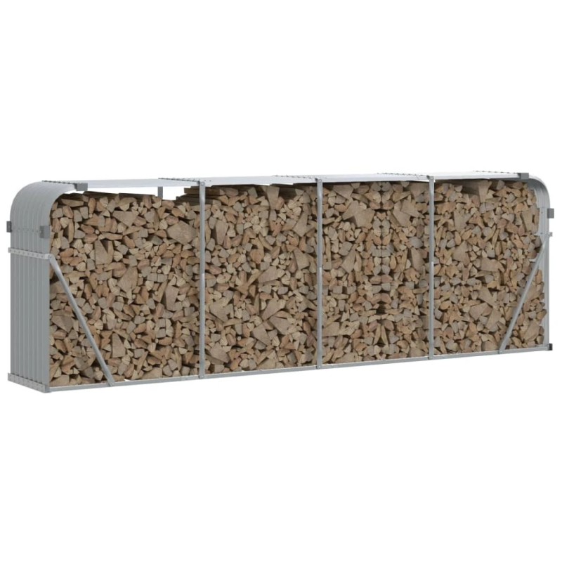 vidaXL malkas turētājs, gaiši pelēks, 300x45x100 cm, cinkots tērauds