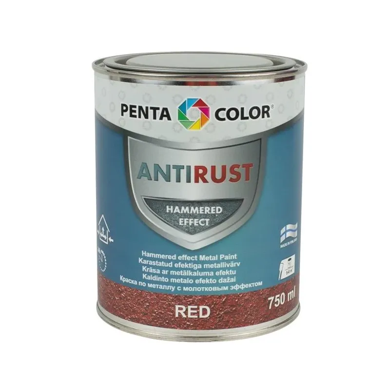 Краска-эмаль, универсальные Pentacolor Anti Rust Hammered, блестящий, 0.75 l, красный