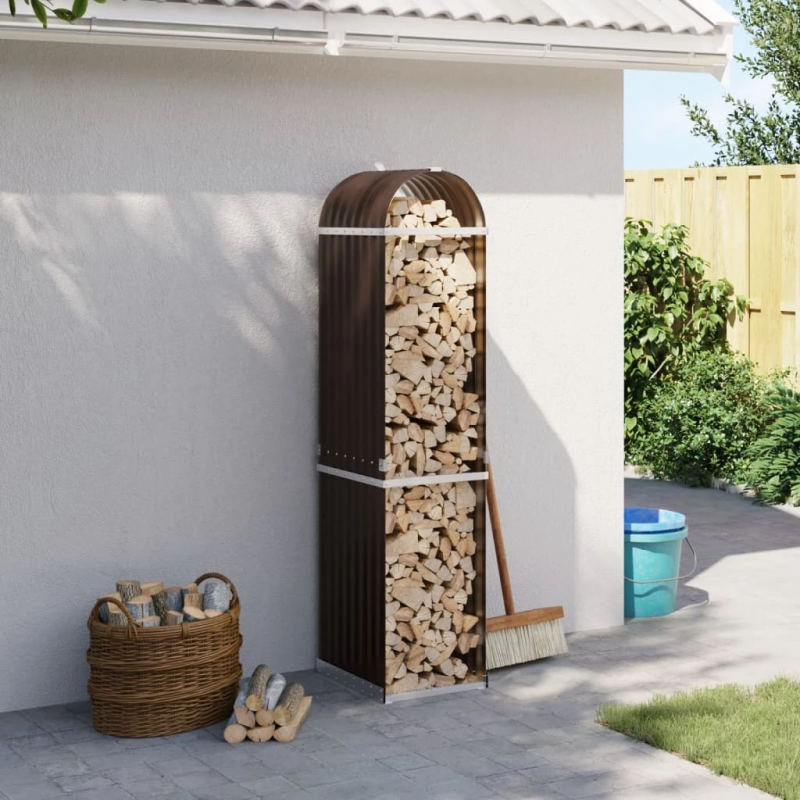 vidaXL malkas statīvs, brūns, 40x45x170 cm, cinkots tērauds