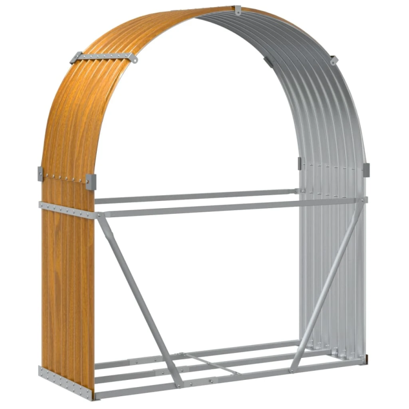 vidaXL malkas statīvs, koka izskats, 120x45x140 cm, cinkots tērauds