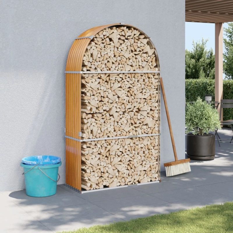 vidaXL malkas statīvs, koka izskats, 120x45x210 cm, cinkots tērauds