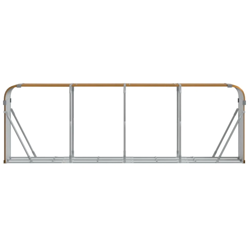 vidaXL malkas statīvs, koka izskats, 300x45x100 cm, cinkots tērauds