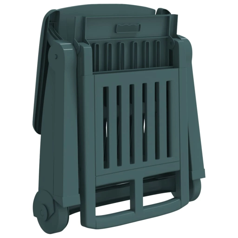 vidaXL salokāms sauļošanās zvilnis ar riteņiem, zaļš, PP