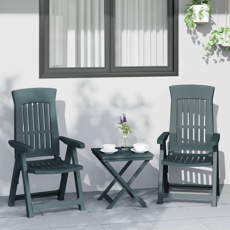 vidaXL dārza nolaižamie krēsli, 2 gab., zaļš, PP