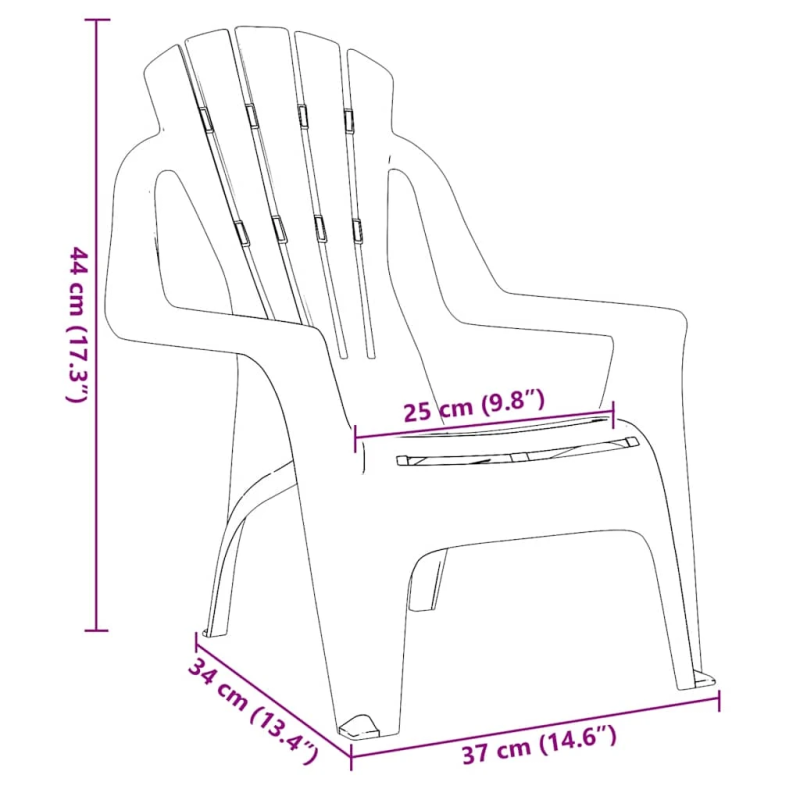 vidaXL dārza krēsli bērniem, 2 gab., sarkani, 37x34x44 cm, PP
