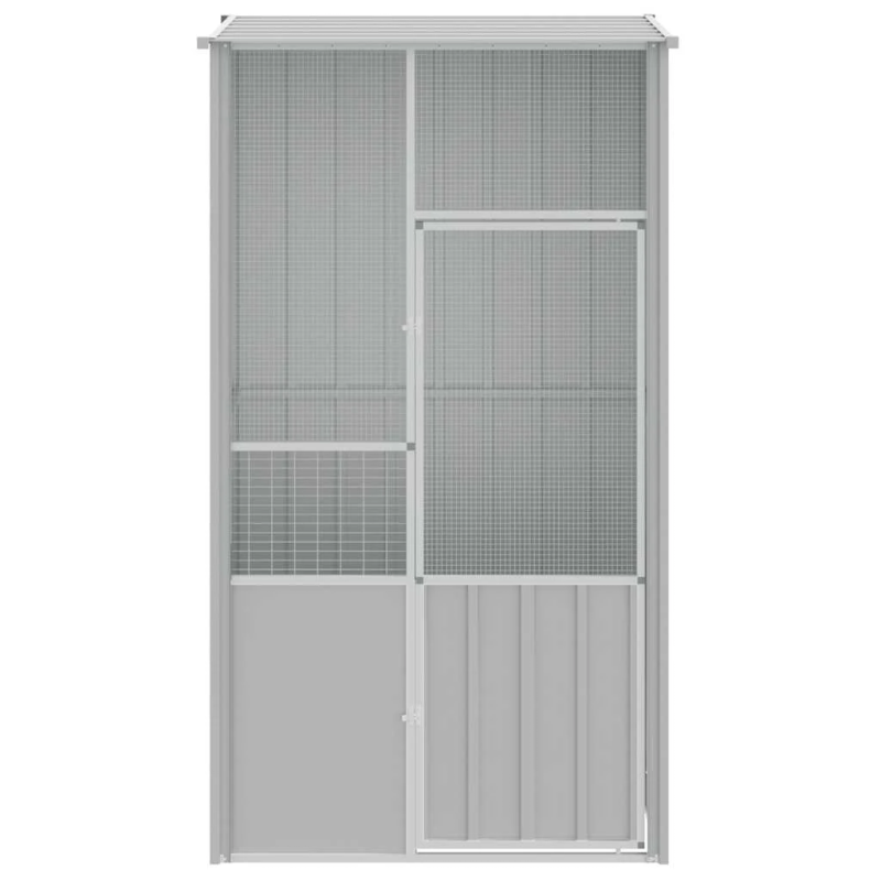 vidaXL putnu būris, pelēks, 115x78x200 cm, cinkots tērauds