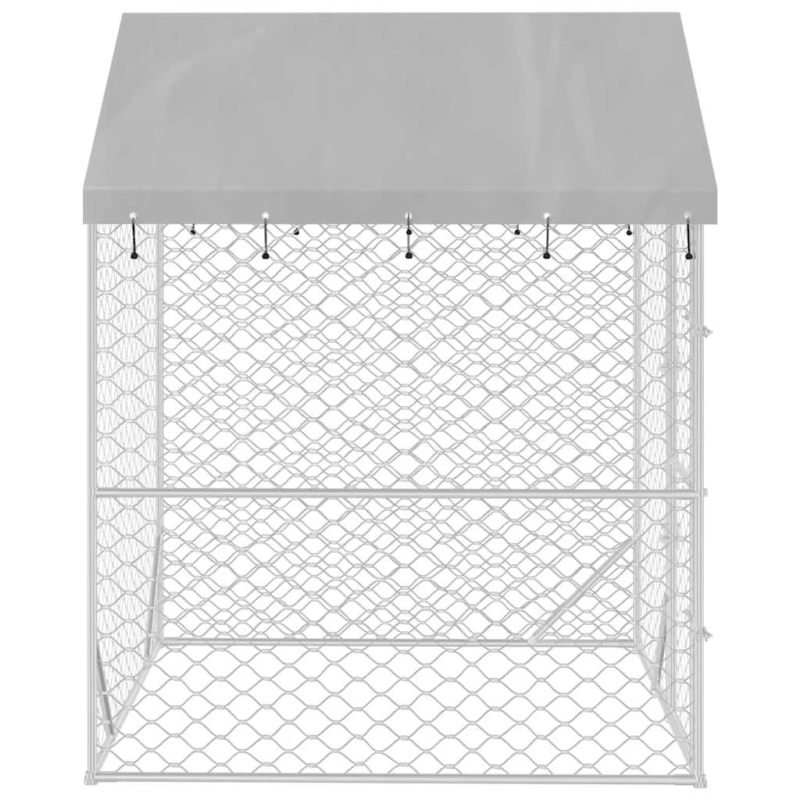 vidaXL suņu voljērs ar jumtu, sudraba krāsā, 2x2x2,5m, cinkots tērauds