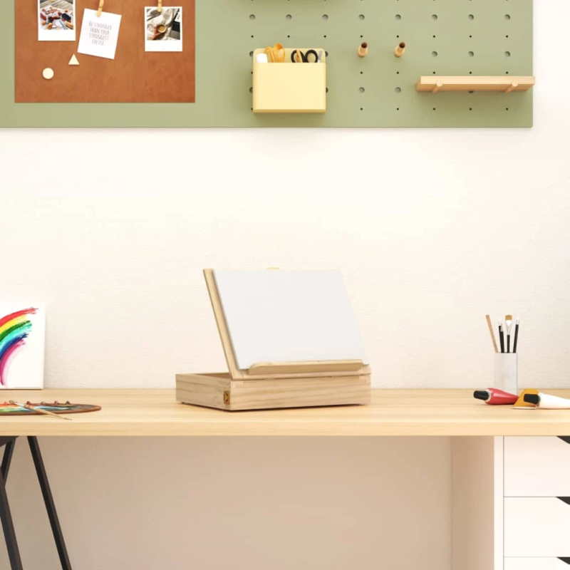 vidaXL galda molberts ar atvilktni, 33,5x25,5x7 cm, priedes masīvkoks