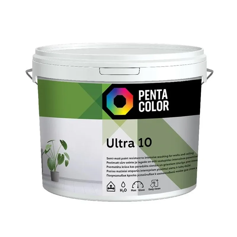 Dispersijas krāsa Pentacolor Ultra 10, balta, 3 l