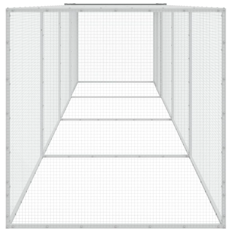 vidaXL vistu būris, jumts, gaiši pelēks, 403x98x90 cm, cinkots tērauds