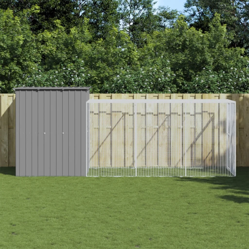 vidaXL vistu būris, 165x455x181 cm, cinkots tērauds, gaiši pelēks