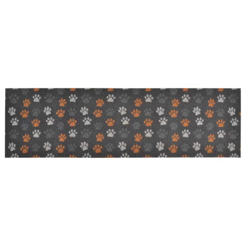 vidaXL virtuves paklājs, mazgājams, ķepu apdruka, 60x180 cm, samts