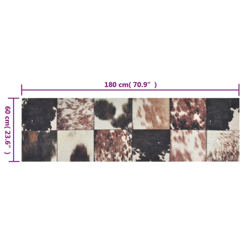 vidaXL virtuves paklājs, mazgājams, dzīvnieku āda, 60x180 cm, samts