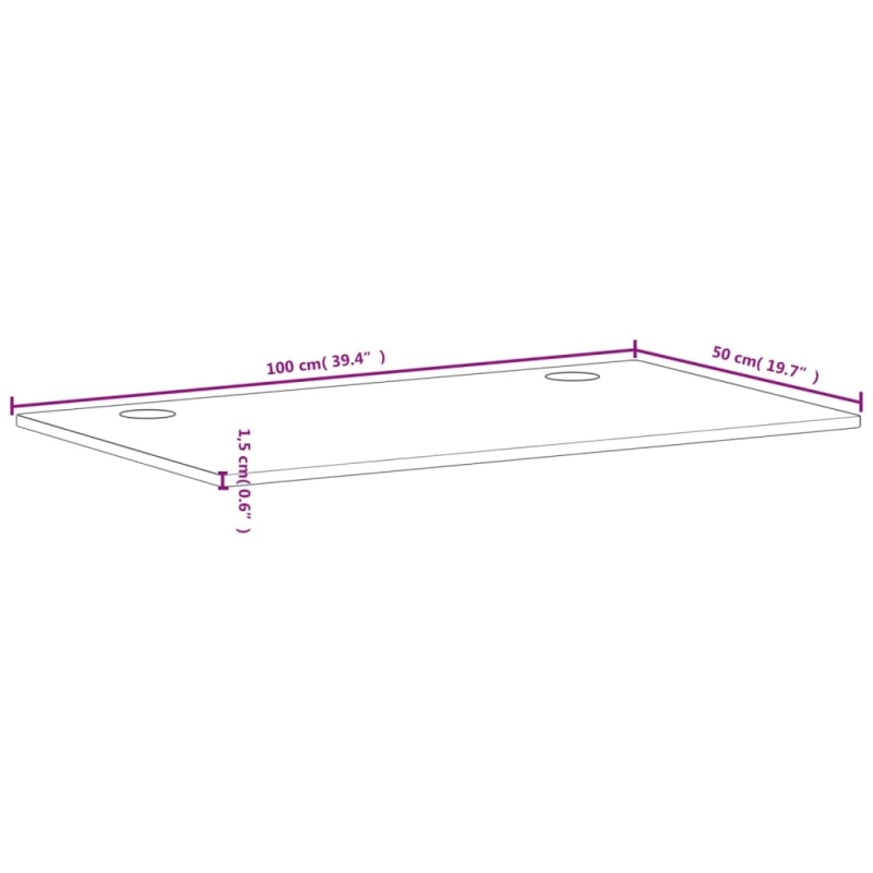 vidaXL rakstāmgalda virsma, 100x50x1,5 cm, dižskābarža masīvkoks