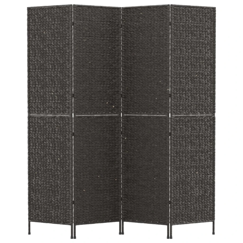 vidaXL istabas aizslietnis, 4 paneļi, melns, 163x180cm, ūdens hiacinte