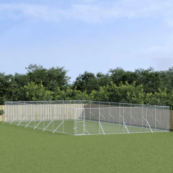 vidaXL suņu voljērs, 8x16x2 m, cinkots tērauds, sudraba krāsā