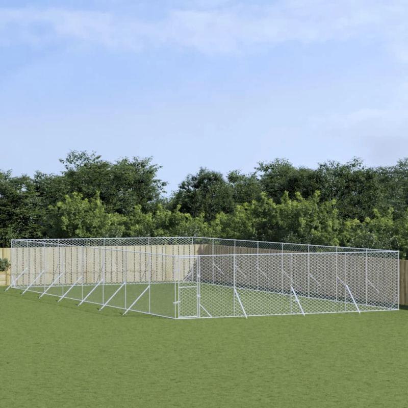 vidaXL suņu voljērs, 8x16x2 m, cinkots tērauds, sudraba krāsā