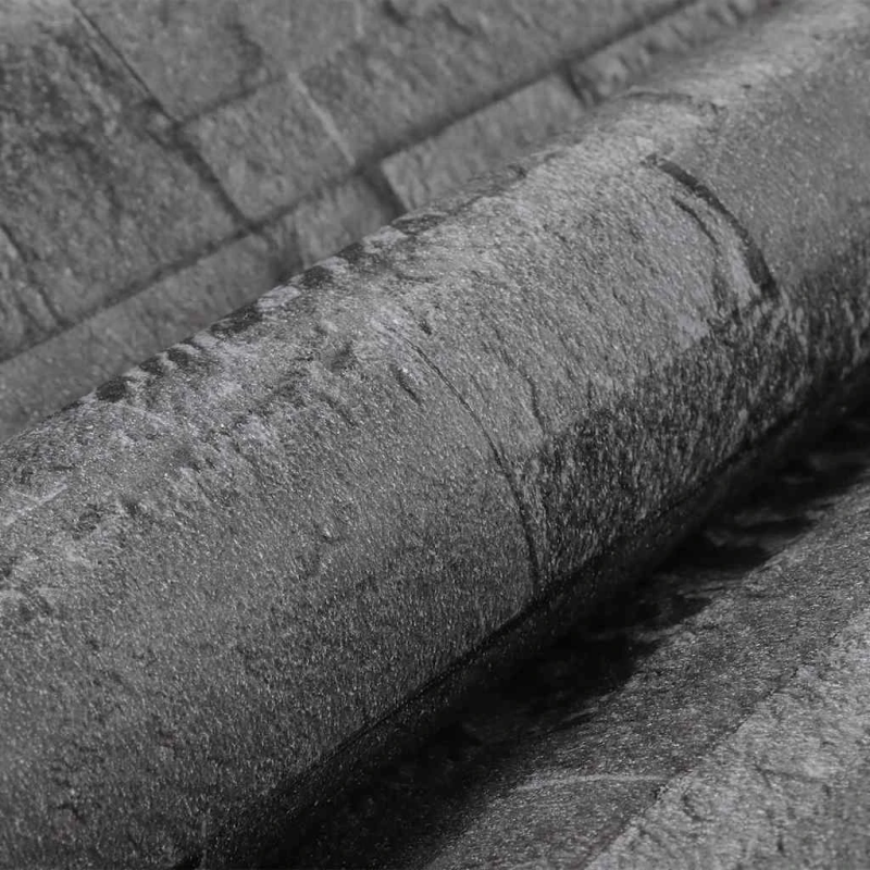 vidaXL tapete, 3D akmens dizains, melna, 10x0,53 m, neausta