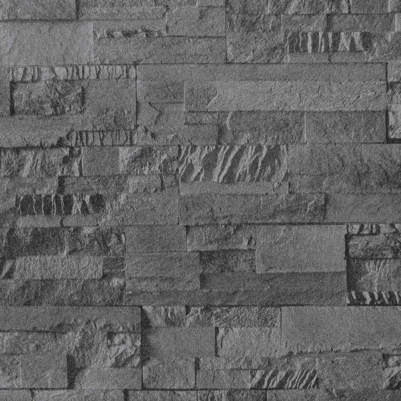 vidaXL tapete, 3D akmens dizains, melna, 10x0,53 m, neausta