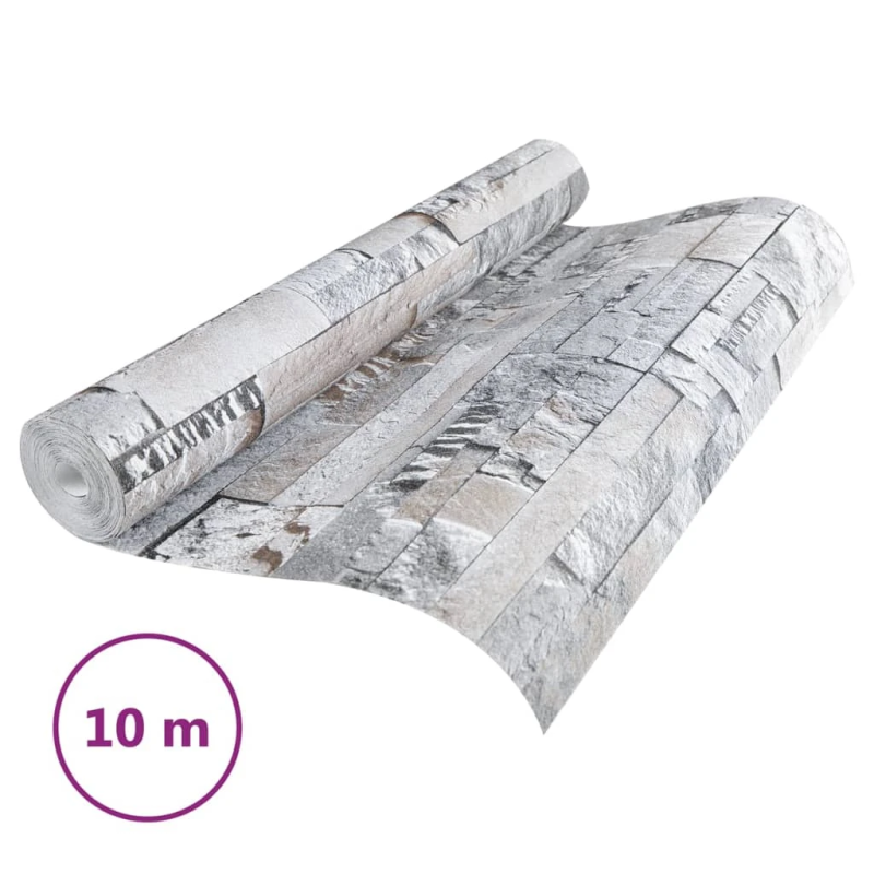 vidaXL tapete, 3D akmens dizains, pelēka un brūna, 10x0,53 m, neausta