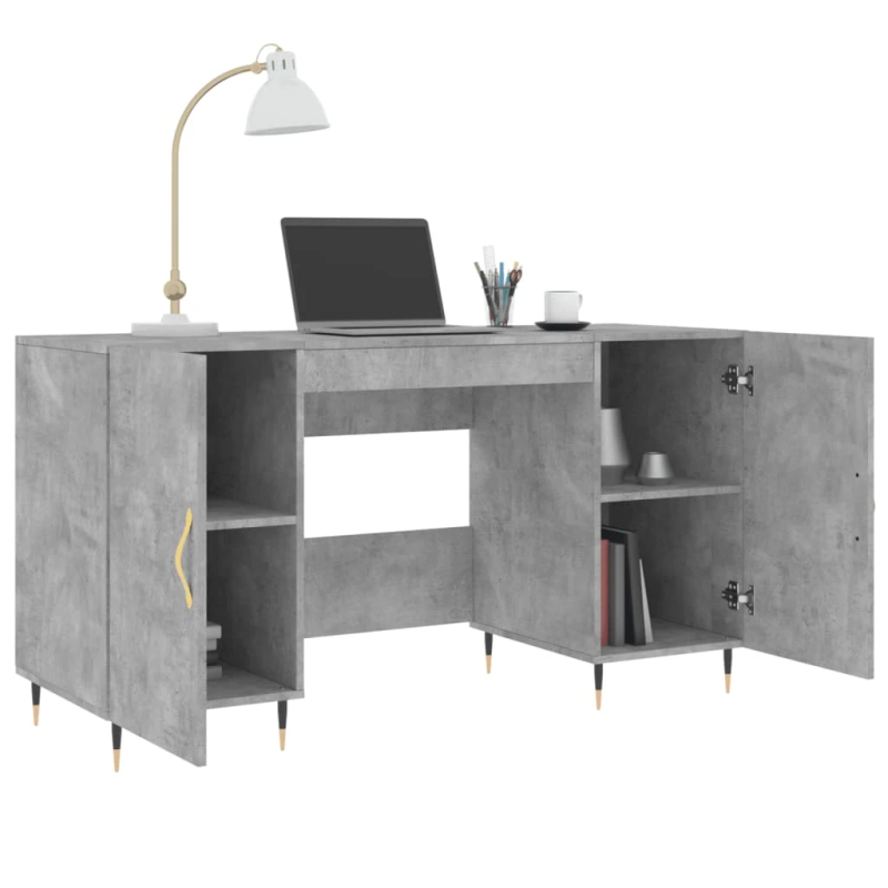 vidaXL rakstāmgalds, betona pelēks, 140x50x75 cm, inženierijas koks