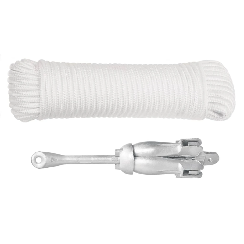 vidaXL saliekamais enkurs ar virvi, sudrabains, 2,5 kg, kaļamā dzelzs