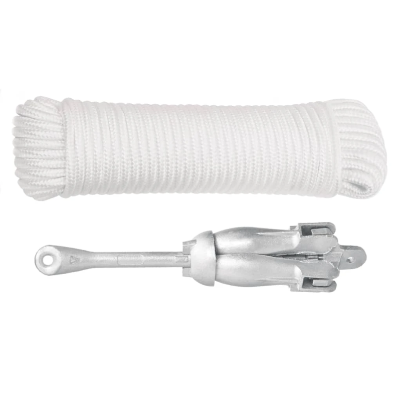 vidaXL saliekamais enkurs ar virvi, sudrabains, 3,2 kg, kaļamā dzelzs