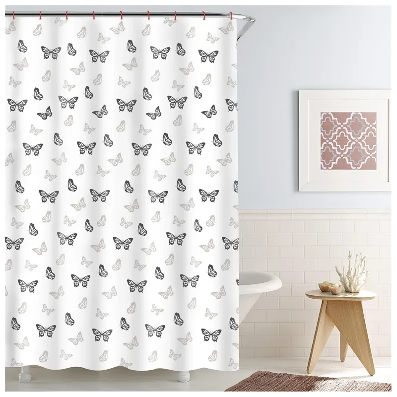 Dušas aizkars Domoletti GS-015, balta krās.-melna krās.-pelēka krās., 180 cm x 180 cm