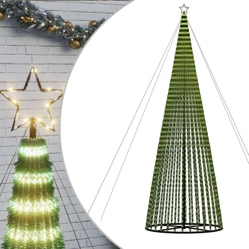 vidaXL LED Ziemassvētku eglīte 1544 LED Silti Balta 500 cm