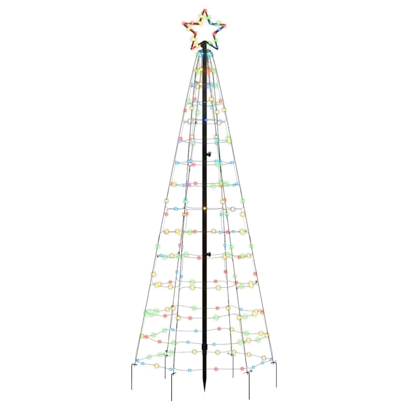 vidaXL LED Ziemassvētku eglīte ar tapas 220 LED Krāsaina 180 cm