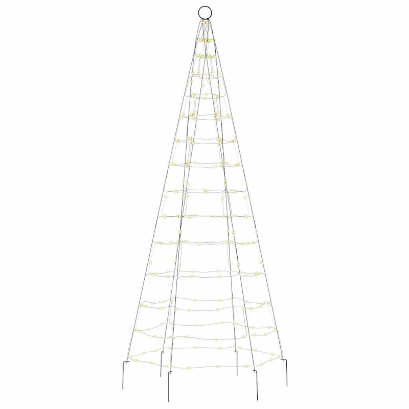 vidaXL LED Ziemassvētku eglīte uz karoga kāta 200LED Silti Balta 180cm