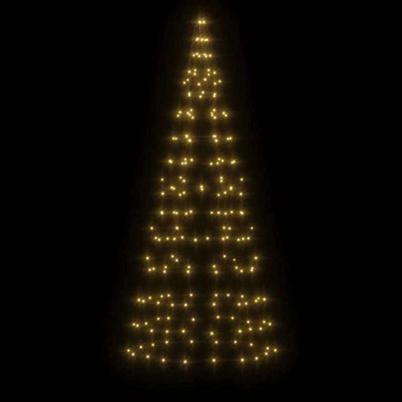 vidaXL LED Ziemassvētku eglīte uz karoga kāta 200LED Silti Balta 180cm