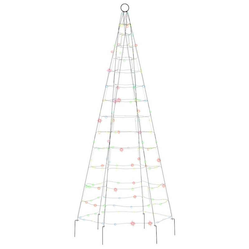 vidaXL LED Ziemassvētku eglīte uz karoga masta 200 LED Krāsains 180 cm