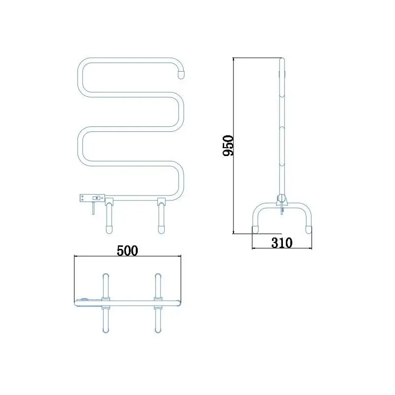 Elektriskais dvieļu žāvētāja stienis Thema Lux, balta krās., 50 cm x 95 cm, 100 W