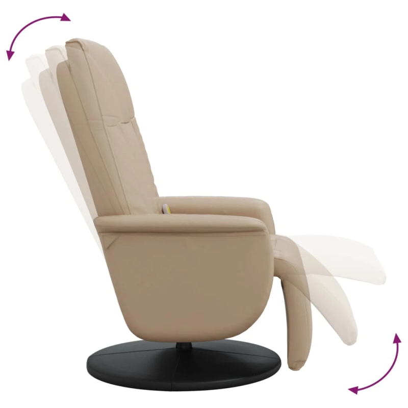 vidaXL masāžas krēsls ar kāju balstu, kapučīno krāsas mākslīgā āda