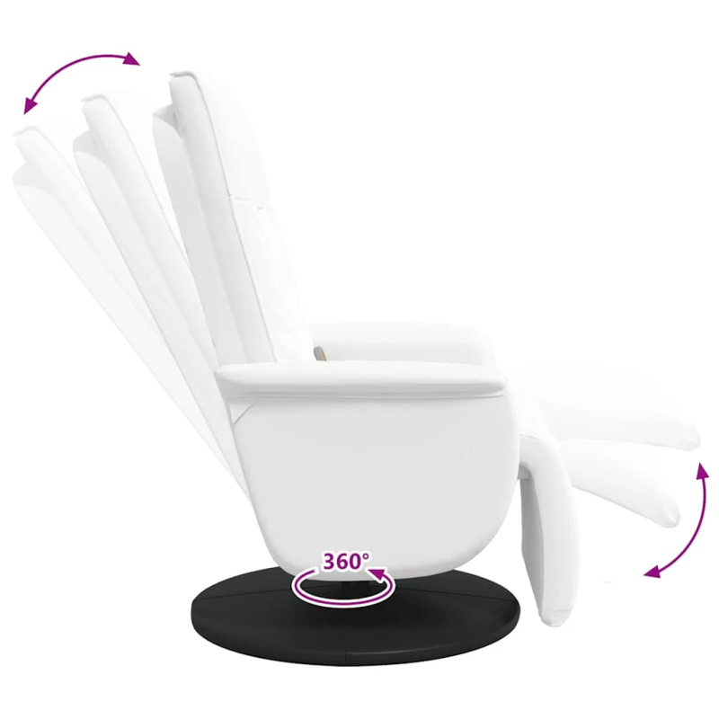 vidaXL masāžas krēsls ar kāju balstu, atgāžams, balta mākslīgā āda