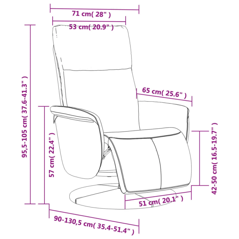 vidaXL atpūtas krēsls ar kāju balstu, atgāžams, bēša mākslīgā āda