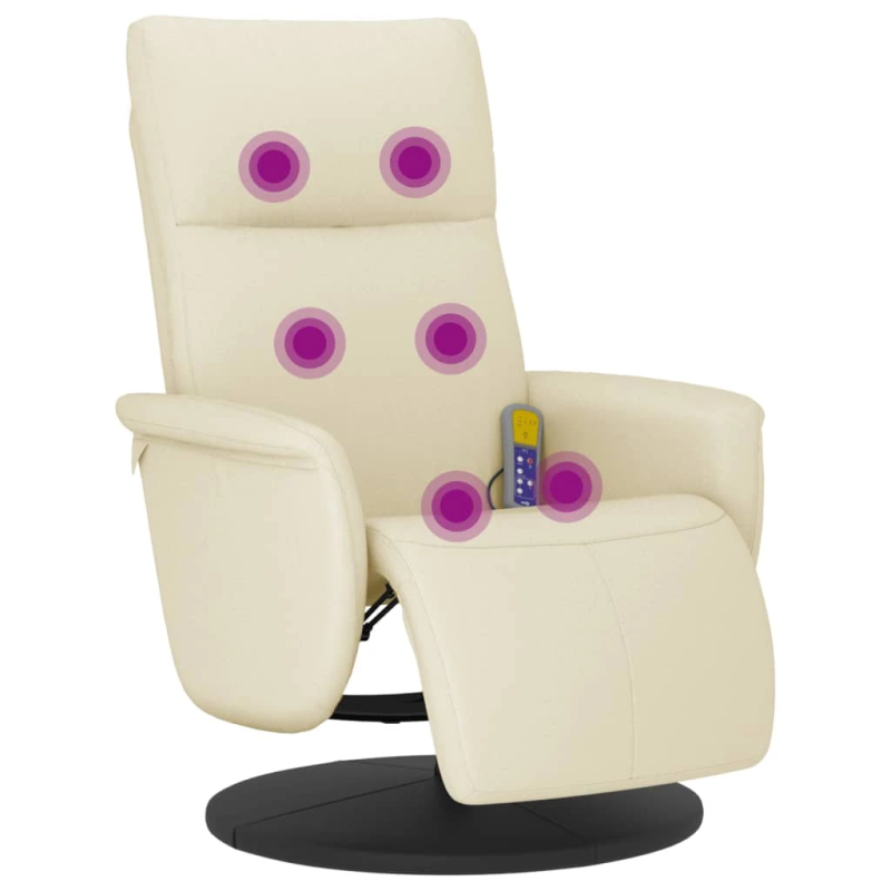 vidaXL masāžas krēsls ar kāju balstu, atgāžams, bēša mākslīgā āda